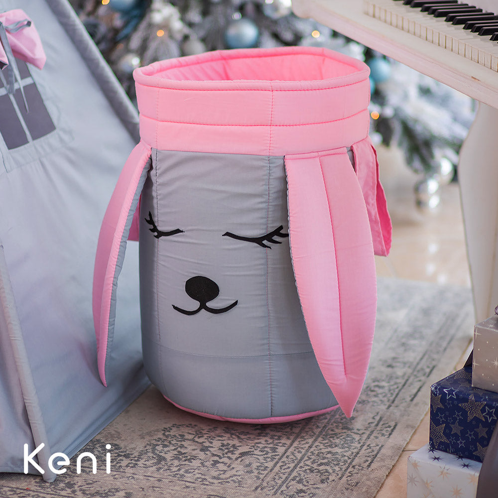 Very large toy basket "Rabbit" (60 х 40 cm.) Powder Pink
