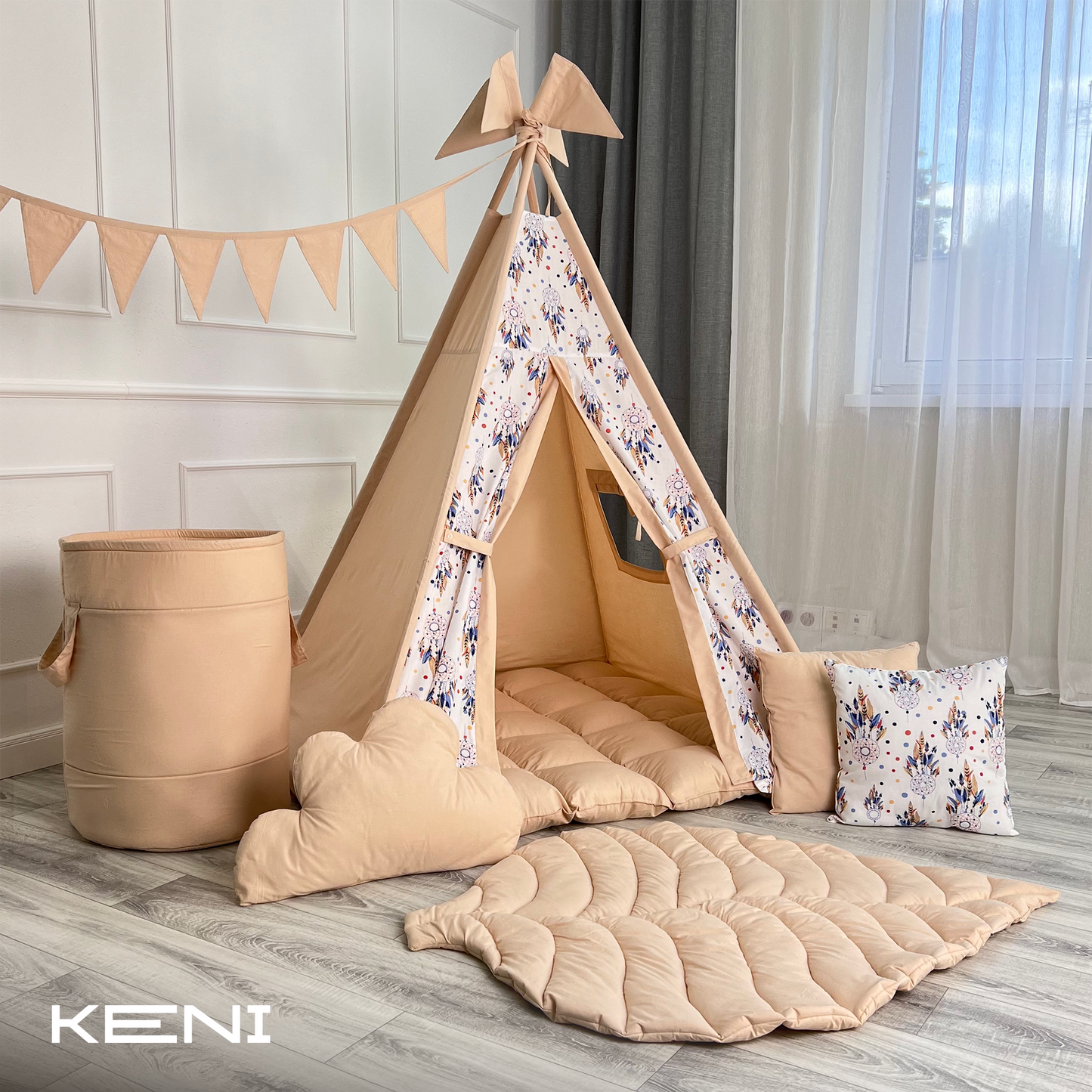 Children's tipi tent «Catchers» Beige