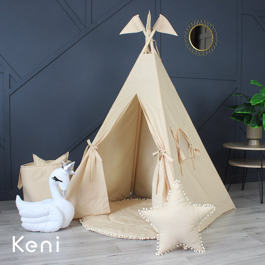 Beige tipi tent for children