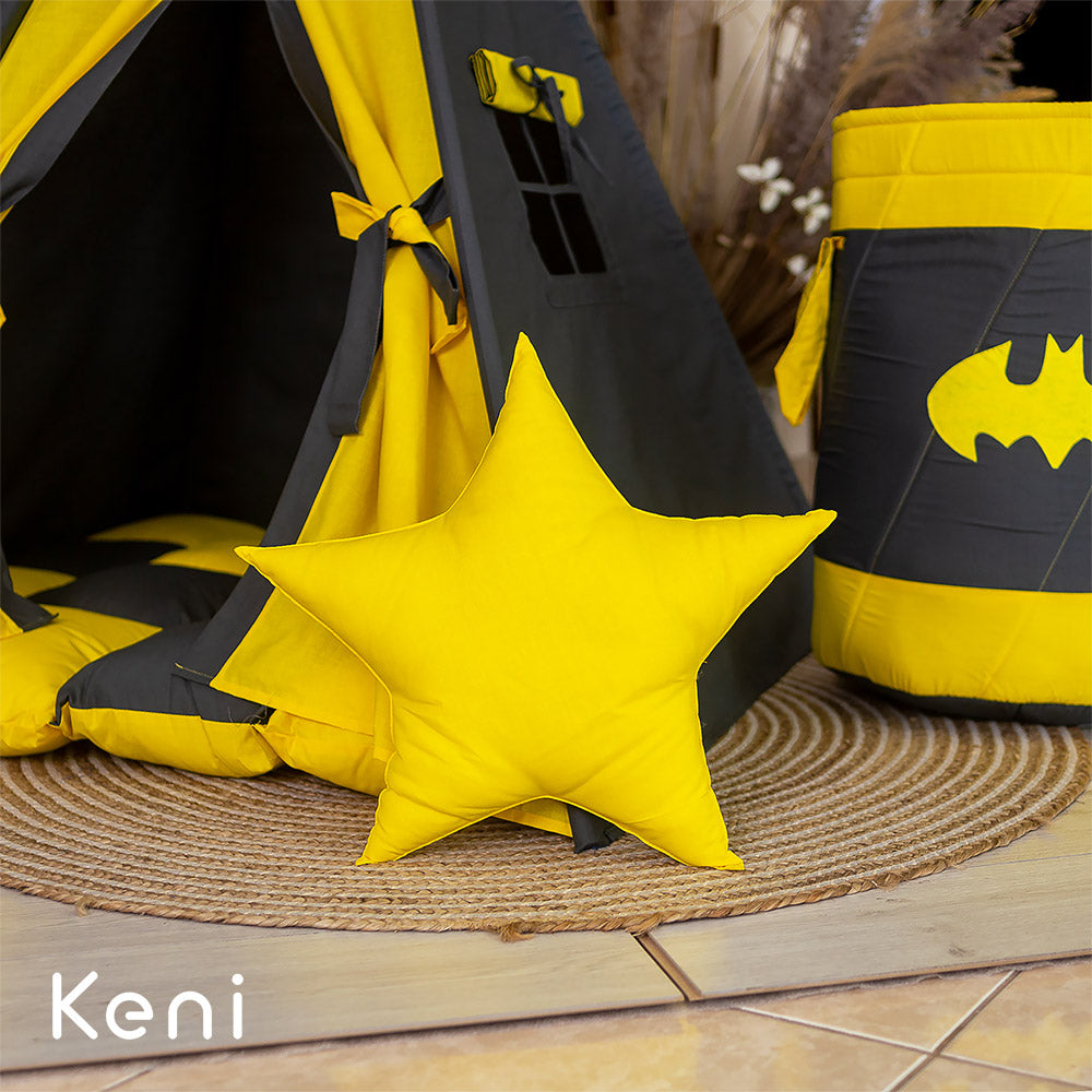 Children's teepee tent "Bat" Gray-Yellow
