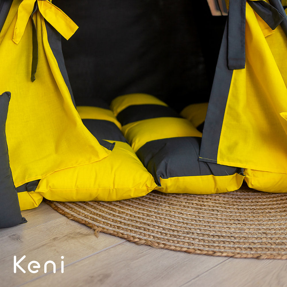 Children's teepee tent "Bat" Gray-Yellow