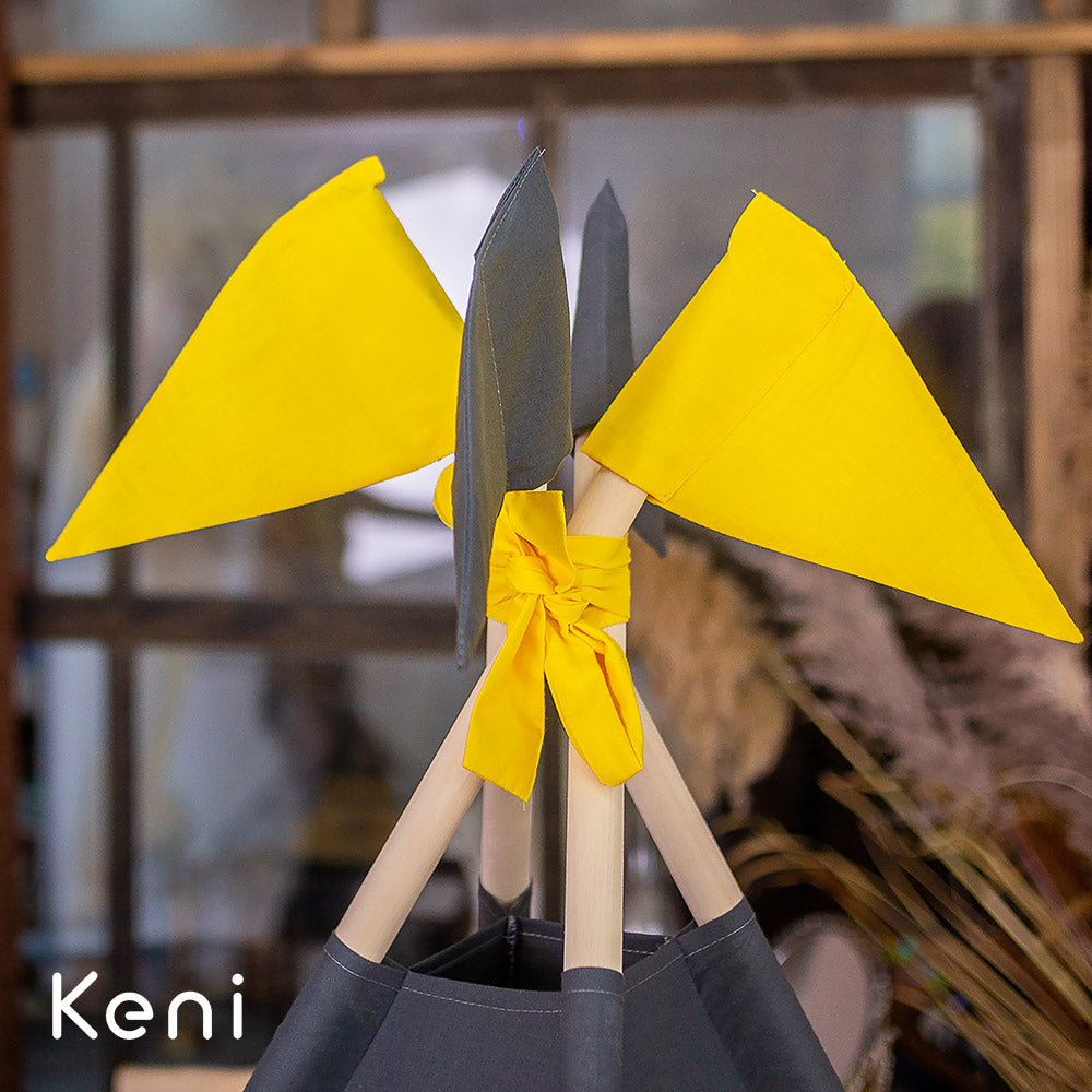 Children's teepee tent "Bat" Gray-Yellow