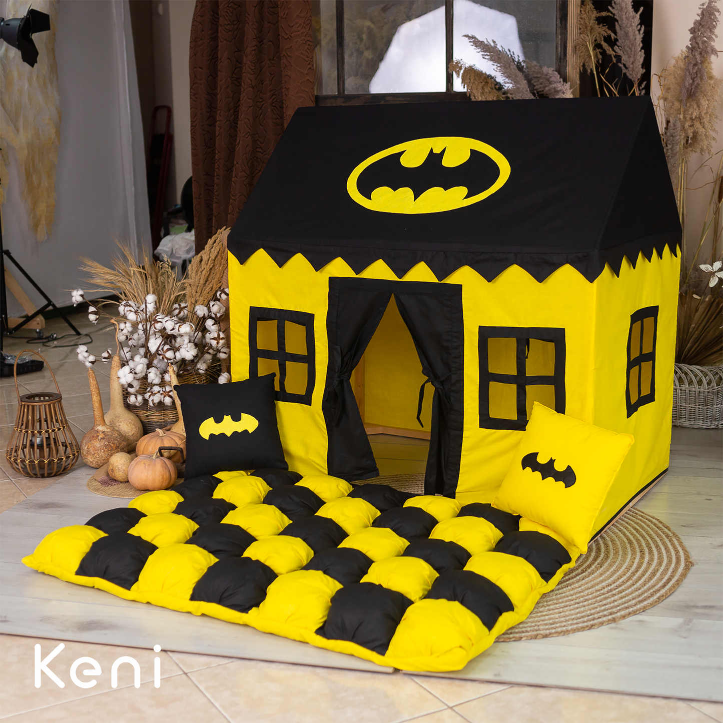 Children's tent house "Bat" Black and Yellow