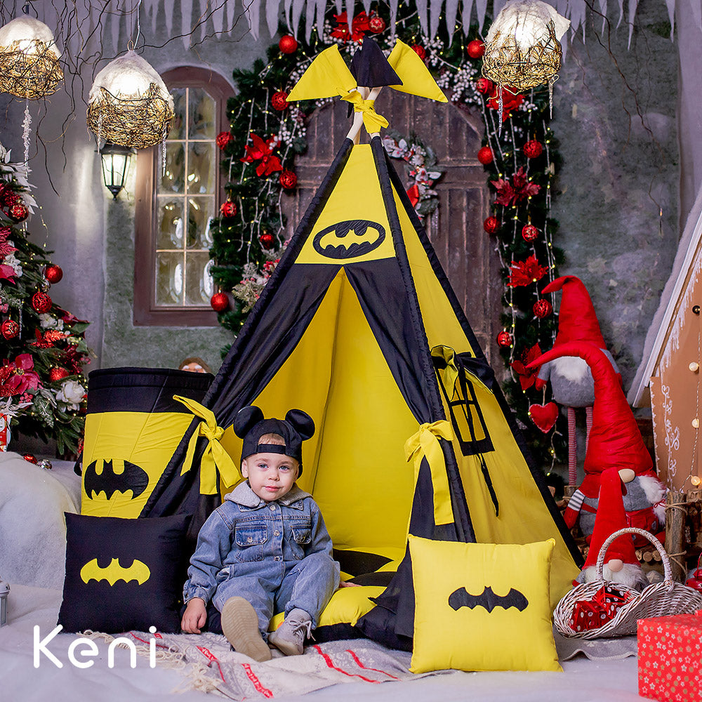 Children's teepee tent «Bat» Black and Yellow