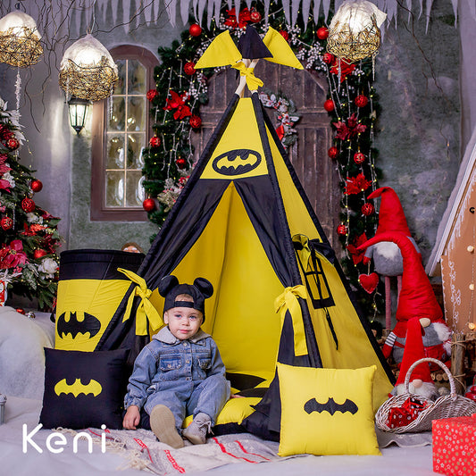 Children's teepee tent «Bat» Black and Yellow