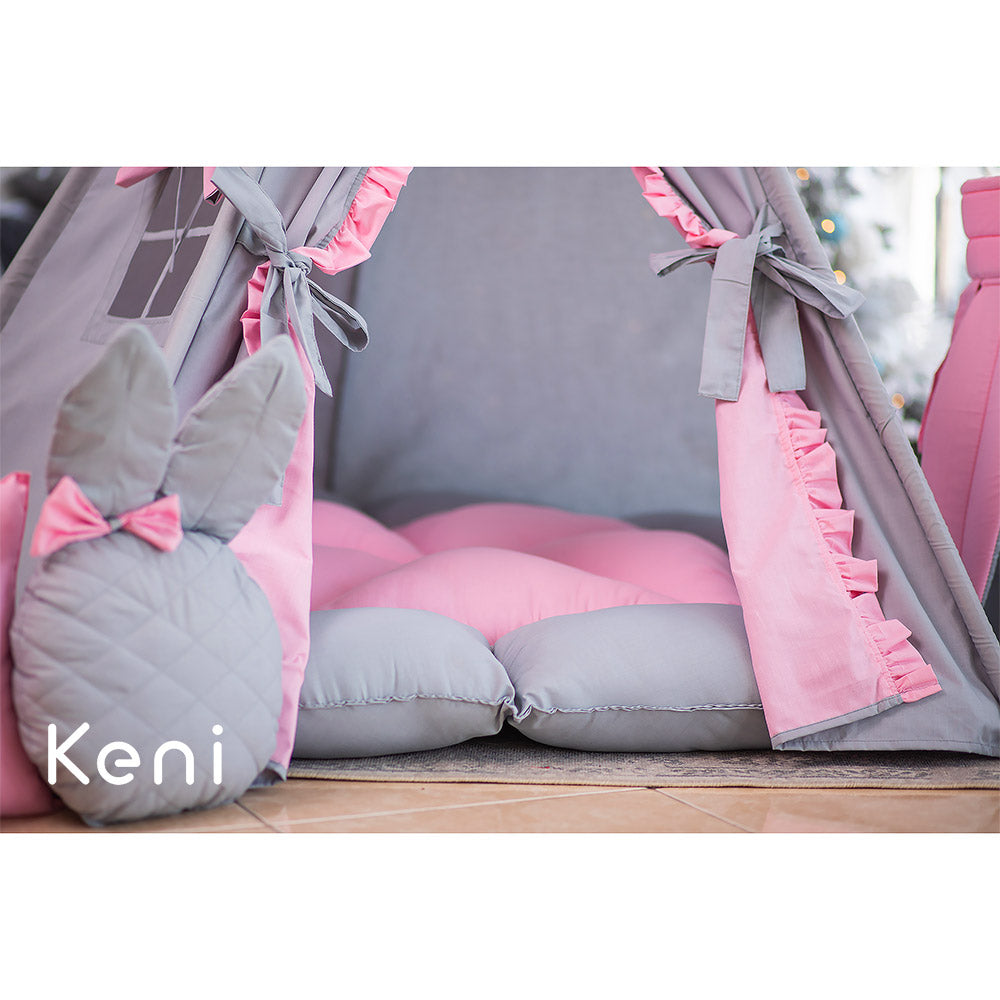 Children's tipi tent «Rabbit» Gray-Pink
