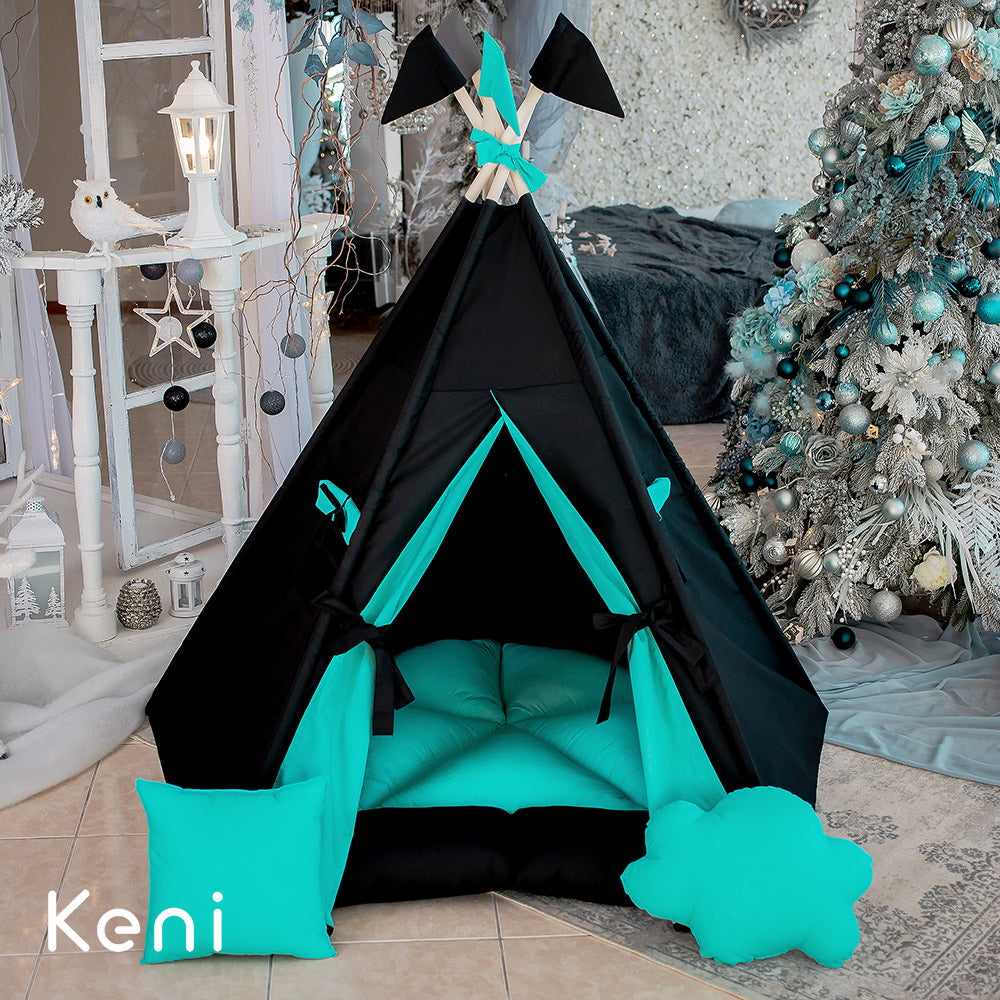 Black-Mint Children's Teepee Tent